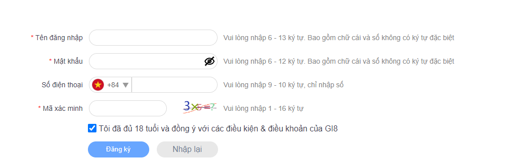 Đăng ký tài khoản Gi8